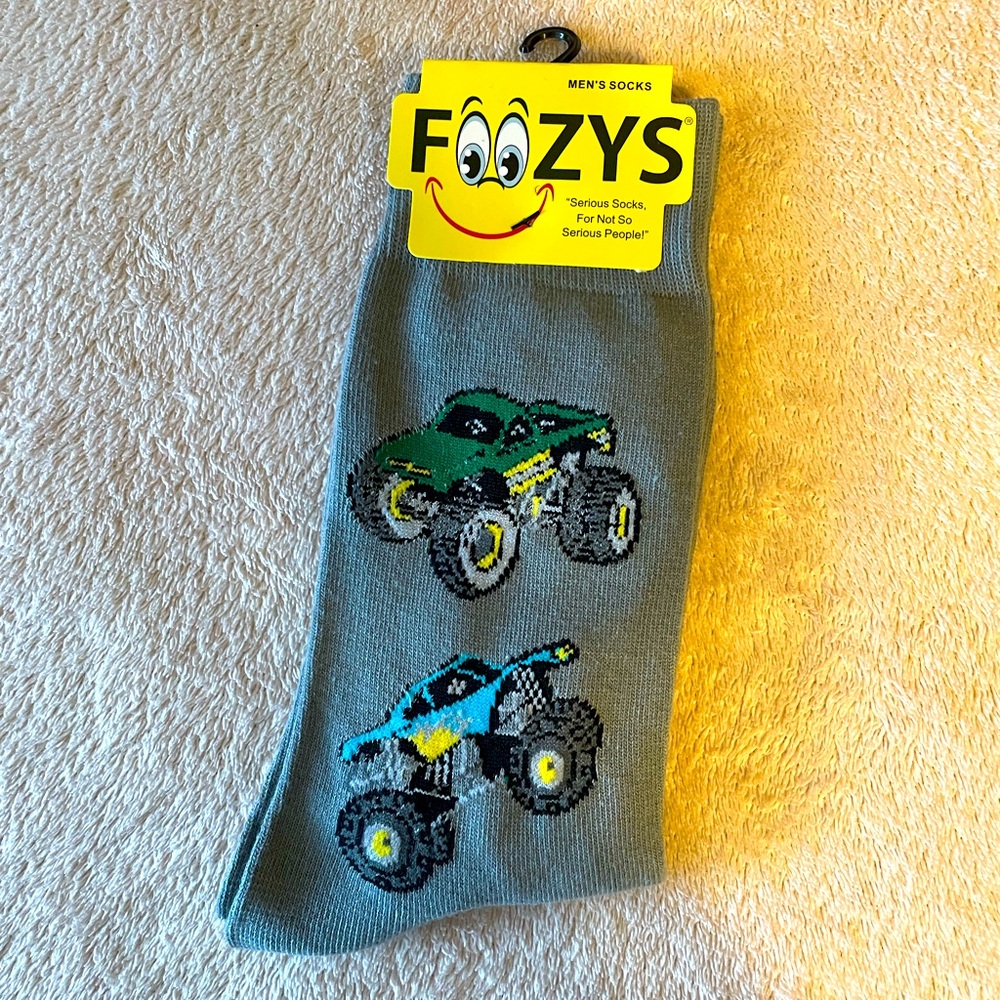 Foozy’s Men’s Collection.  Gray Monster Trucks